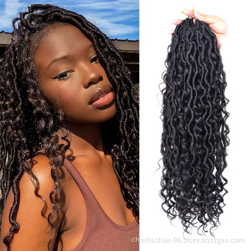 Chorliss Trendy 14/18inches Messy River Faux Locs With Curly End Boho Twist Soft Wavy Dreadlock Synthetic Braids Hair Extensions